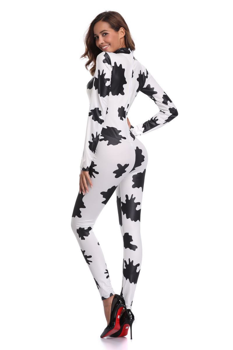 F1821 Sexy Halloween zebra Print Catsuit Party Fancy Dress Jumpsuit playsuit